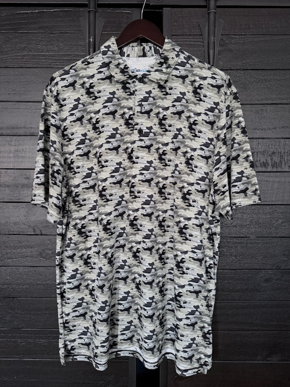 IBKUL Mens Camo Print Golf Shirt - sz L